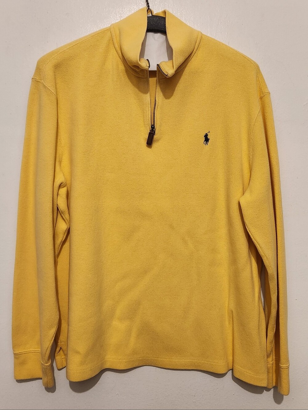 Polo Ralph Lauren Men's XL Yellow 1/4 Zip Pullover  100% Ribbed Cotton
